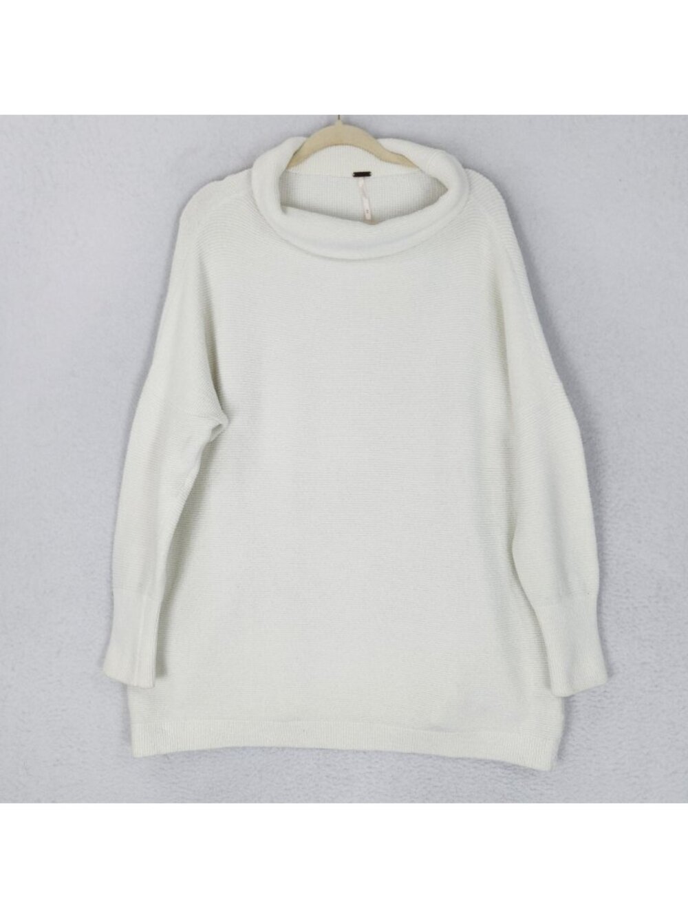 Free People Sweater Womens Medium White Ottoman Cowl Neck Long Sleeve Tunic